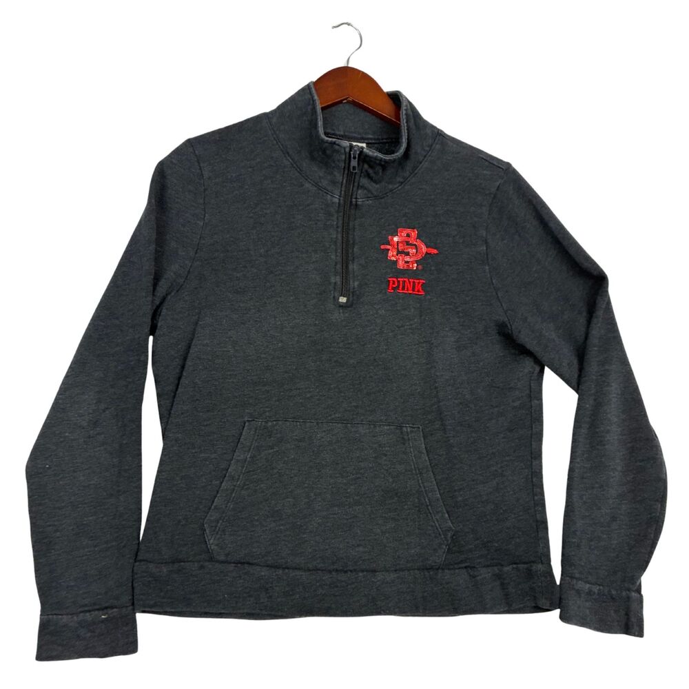 SDSU Aztecs PINK Quarter Zip Sweatshirt Women Gray San Diego State Pullover
